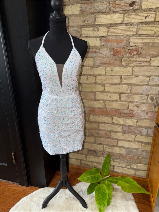 SHEIN Dresses & Skirts - 🪩 SHEIN Iridescent Sequin Halter Mini Dress | Lace-Up Back | M | NWOT